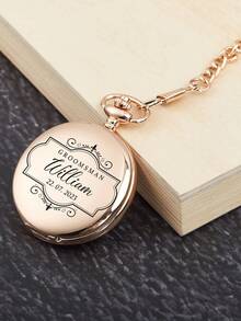 1pc Personalized Engraved Pocket Watch, Custom Name Pocket Watch, Wedding Gift, Groomsman Gift, Groom's Father Gift, Gift For Him, Dad's Gift, Wedding Gift, Valentine's Day Gift, Halloween Gift, Christmas Gift
