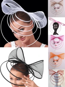 1 件肯塔基赛马会晚宴帽子女式复古新娘婚礼帽发夹黑色发饰新娘茶会帽子返校、小帽子、迷你帽子、迷你棒球帽、迷你高顶礼帽、发饰、学校用品、优雅、头饰、狂欢配饰 - 彩色 - 查看 1