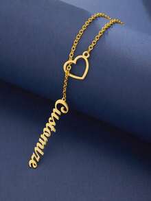 Customizable Heart-Shaped Letter Name Necklace With Pendant, Customizable Gold Stainless Steel Couple Necklace, Perfect Gift For Couples, Mothers, Friends, Classmates On Valentine's Day, Christmas, Halloween, Anniversary - Multicolor - View 10