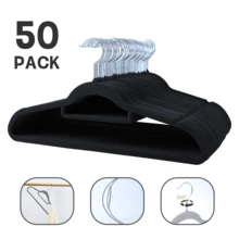 50 Piece Velvet Hanger, Clothes Hanger With Rotary Hook, Non-Slip, Non-Crease, Space Saving, 0.2 Inch Thick, 16.5 Inch For Long Coat, Shirt, Dress, Pants, Tie.Gray/Black/White/Red/Blue/Purple/Pink/Green