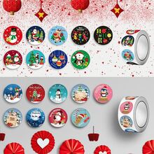 500 piezas/Rollo Pegatinas decorativas de regalo de vacaciones, rollos de pegatinas navideñas para regalos de fiesta, decoraciones navideñas DIY, pegatinas decorativas para sellar bolsas de hornear pasteles. Pegatinas para ambiente navideño