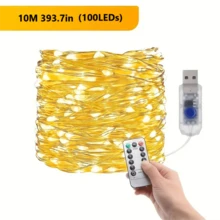 Đèn LED dây trang trí 3m/5m/10m/20m/30m, dây đèn nhấp nháy USB cắm vào dây đèn bạc có điều khiển từ xa 8 chế độ, đèn bầu trời đầy sao ngoài trời, trang trí tiệc cưới Giáng sinh tự làm (Trắng ấm/Màu/Trắng) dây đồng nguyên chất 8 chế độ có điều khiển từ xa - Nhiều màu - Xem 19
