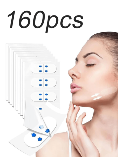 320片/160片/120片/80片/40片 即时提拉紧致面膜 - 隐形防水弹力面膜，适用于双下巴和颈部，瘦脸 - 不含酒精，适合所有肤质，男女通用