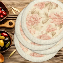 1 pieza Mantel individual con patrón floral de lino con flecos, tapete de mesa de comedor lavable, decoración del hogar, superficie de mesa, posavasos, tapete de cocina y comedor, decoración de fiesta interior y exterior, regalo ideal