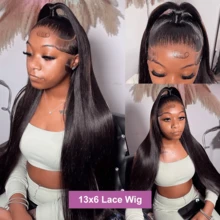CEXXY 13x6 Brazilian Straight Lace Front Human Hair Wig 100% Real HD Transparent Lace Wigs For Women Deep Part Pre Plucked With Baby Hair Natural Hairline Glueless 5x7 Lace Wig Beginner Friendly Easy Install 360 Full Lace Wig Human Hair For Ponytail Bun Updo Hairstyles - SPure Natural - 查看 2
