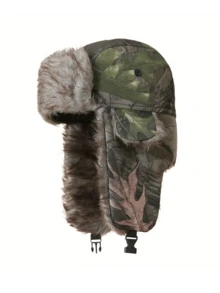 1 chiếc Mũ ngụy trang mùa đông dành cho nam có miếng che tai có thể tháo rời và khóa có thể điều chỉnh, chống lạnh khi trượt tuyết ngoài trời, câu cá, du lịch, thích hợp cho săn bắn và các môn thể thao mùa đông - Nhiều màu - Xem 6