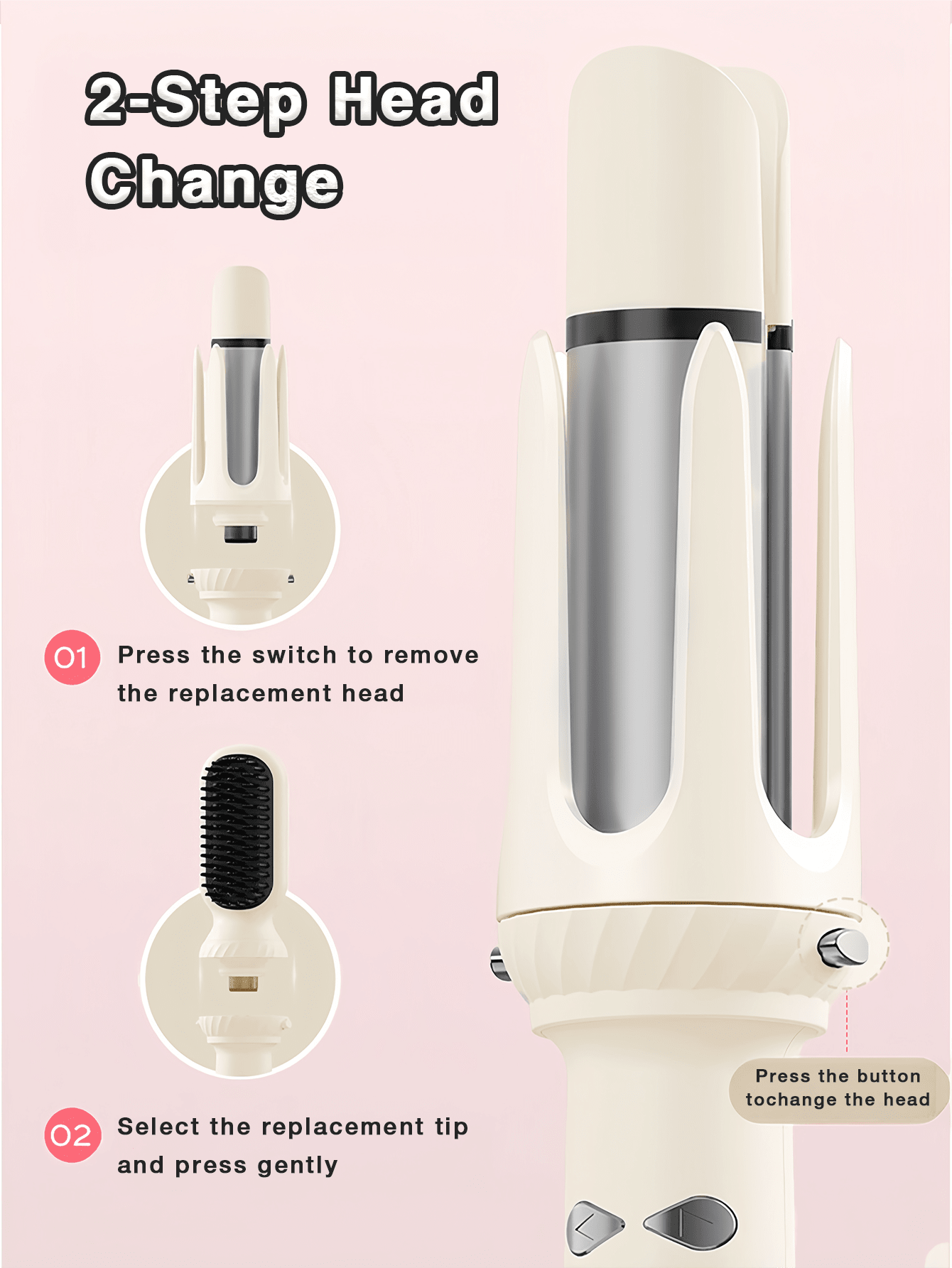 自动卷发器，卷发棒旋转，4 档可调节温度，快速自旋转造型，快速加热，28 毫米大波浪卷发，适合懒散的人，易于使用 - 美規A型插(110-127V) - 查看 2