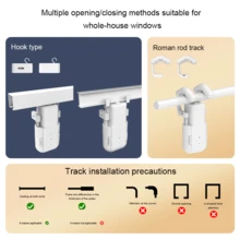 Smarter Vorhangmotor mit Fernbedienung, 3-in-1-Schiene für Hausautomation Fensterbehandlung Ziehen-zum-Start, 15 kg Tragfähigkeit