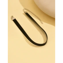 1pc Fashionable Minimalist Elegant Sexy Versatile Single Layer Black Choker Necklace Suitable For Ladies For Holiday And Everyday Wear - 黑色 - 查看 4