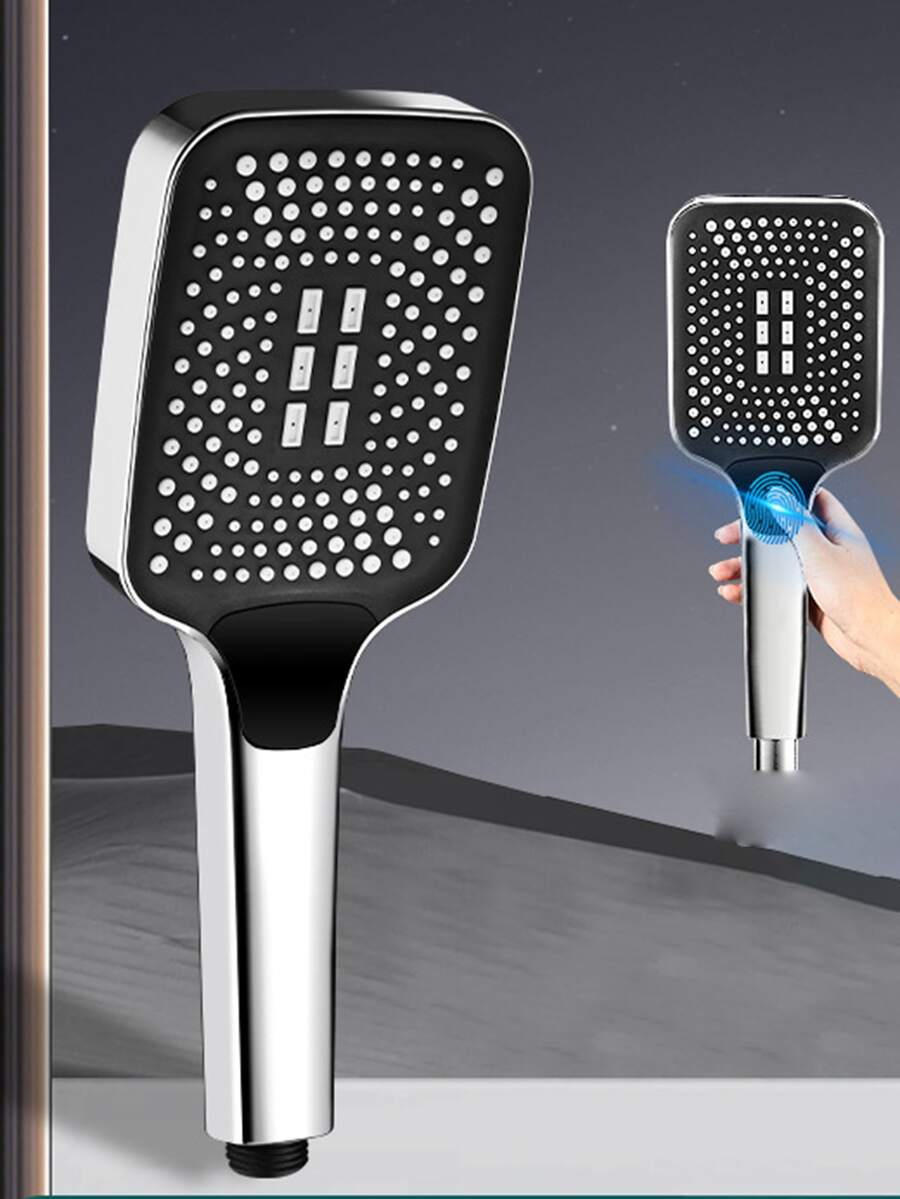 1件套ABS材质3速高压淋浴喷头，大面板电镀表面。淋浴喷头可用作手持或固定淋浴，适合家庭或浴室使用。