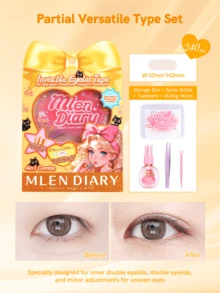 Băng dán mí mắt hai lớp Mlen Diary, 240 miếng hình lưỡi liềm, vô hình, kèm dụng cụ, chống thấm nước, lâu trôi, giúp tạo mí mắt hai lớp cho mắt sụp và mắt không đối xứng, giá rẻ, quà tặng Giáng sinh, dụng cụ trang điểm, đồ rẻ tiền, quà tặng, quà tặng cho phụ nữ, quà Giáng sinh, quà khuyến mãi, du lịch, đồ rẻ tiền, đồ dùng cần thiết khi đi du lịch - Màu be - Xem 9