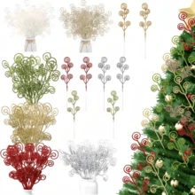 10 piezas de Pinchos con Remolinos Brillantes para Decoración Estacional, Palitos Ornamentales de Plástico con Brillo de Estilo Glamoroso para Árbol de Navidad, Decoración de Fiesta Festiva y Acentos de Habitación, Versátil para Acción de Gracias, Año Nuevo, San Valentín