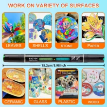 أقلام تلوين أكريليك ذات طرفين فرشاة مزدوجة الألوان، تحكم آلي في الحبر، حبر مائي لتلوين الصخور والخشب والسيراميك والزجاج والحجر والأقمشة، مستلزمات فنية وحرفية للعودة إلى المدرسة