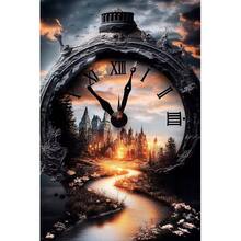 DIY 5D Diamond Painting Kit - Timeless Clock Castle Design, Round Crystal Gems, Drill Mosaic Art For Home Wall Decor, Frameless, Diamond Art Kits, Mosaic Craft - Multicolor - View 7