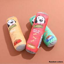 1pc Potato Chip Bucket Shaped Pet Plush Chew Toy, Made Of Tear Resistant Soft Plush Material, Suitable For Dogs And Other Pets To Play Indoors And Outdoors - Multicolor - View 5