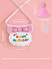 Babadores de aniversário para cães e gatos, decorações para cachecóis de pescoço para animais de estimação, conjunto de acessórios para coleiras de cães pequenos, chapéu de aniversário, fecho aleatório