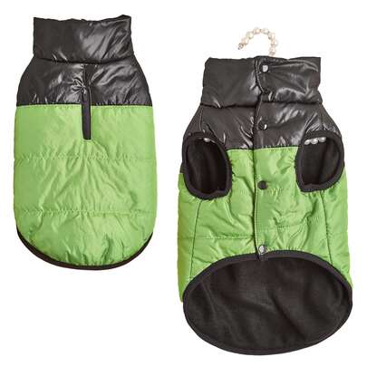 1 pezzo Giacca leggera per animali domestici con cerniera e patchwork verde, adatta per gatti e cani di piccola taglia, cappotto autunnale/invernale, Natale