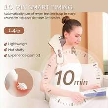 Rechargeable Neck Massager Electric Wireless Neck Shoulder Massage Machine Shiatsu Neck And Shoulder Massager With Heat - 米色 - 查看 2