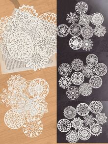 30 قطعة من أوراق الدانتيل الزخرفية القديمة - أوراق قصاصات الزهور والأشكال الهندسية المفرغة، نهاية مطفأة، مناسبة لمجلات الخردة، أعمال DIY، الكولاج وصنع البطاقات، لوازم الحرف اليدوية