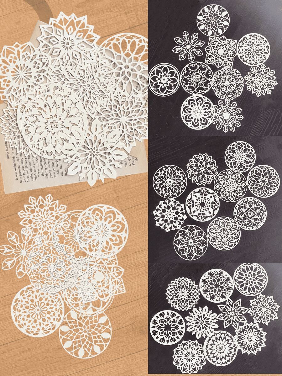 30 قطعة من أوراق الدانتيل الزخرفية القديمة - أوراق قصاصات الزهور والأشكال الهندسية المفرغة، نهاية مطفأة، مناسبة لمجلات الخردة، أعمال DIY، الكولاج وصنع البطاقات، لوازم الحرف اليدوية