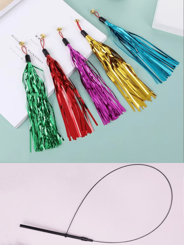 5 pièces/set Cannes à jouets pour chats, 5 chaînes de papier froissé colorées, jouets pendants multicolores pour animaux de compagnie, satisfait les instincts naturels des chats