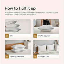 1pc Premium Hotel Pillow, Quilted, Machine Washable, High Quality, Suitable For Side/Back Sleepers, Business & Home Use - Baby's Breath - View 2