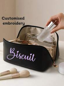 Customized Makeup Bag, Zipper Design Large Opening Makeup Pouch, Reusable Cosmetic Bag Suitable For Toiletries, Skincare And Accessories, Perfect For Travel, Cruise, Airplane, Dorm Use, Ideal Personalized Gift For Women, Girlfriend, Family, Kids, Pink Girls, Great For Anniversary, Christmas, Holiday/Vacation, School, Outdoor Activities/Travel/Hiking/Sports/Climbing - Multicolor - View 3