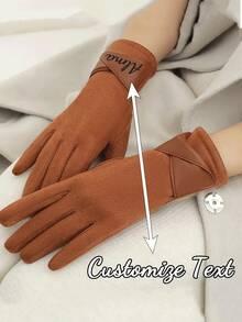 Personalized Name/Text Snowman Plush Winter Gloves - Christmas Hand Warmer With Fuzzy Cuff, Unisex, Cold Weather Gloves Suitable For Outdoor Activities, Parties And Gifts (Add Your Name) - Multicolor 5 - View 5