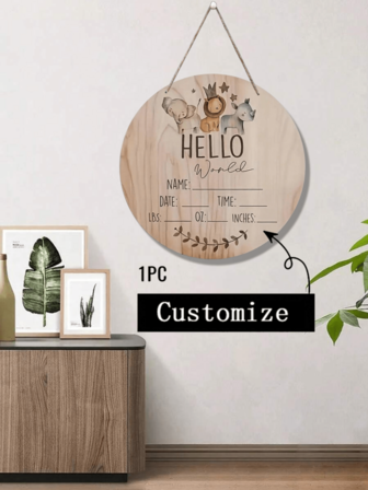1 Pc 10 Inch/12 Inch Charming "Hello World" Wooden Sign With Name - Perfect For Teen Parties And Home Decor, Ideal Mother's Day Or Easter Gift, No Power Required, No Feathers