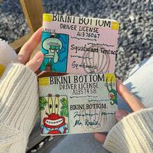 SPONGEBOB Spongebob SquarePants Driver's License Protective Case, Two-In-One Vehicle Registration Certificate, Motor Vehicle Driver's License Book Leather Case,Multi-Card Slot Card Holder, Document Bag