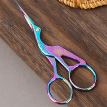 Set Of 2: 4.57-Inch Large Gold Crane Scissors & 3.7-Inch Small Gold Crane Scissors, Vintage Style Sewing, Embroidery, Paper, Office & Eyebrow Grooming Multi-Purpose Scissors - Multicolor - View 7
