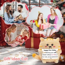 1pc Handmade Crocheted Desktop Decor Figurine, Cute Cat Animal Shape, Birthday Gift For Best Friend, Girlfriend, Sister, Mom, Grandma, Coworker, Family, Positive Vibes, Party, Halloween, Christmas, Appreciation, Plush Doll, Small Gift