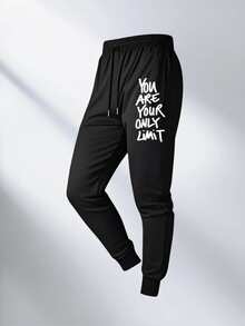 2-Piece Outfit With Racing And Sports Letter, Men's Short Sleeve Graphic T-Shirt And Casual Cotton Pants Set,  Crew Neck T-Shirt + Drawstring Cuffed Joggers, Outdoor Casual Sportswear Set For Sports For Outdoor - 黑色 - 查看 3