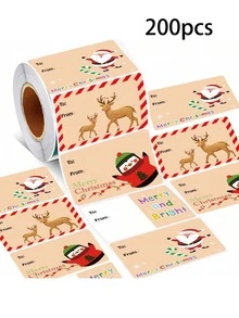 500pcs/Roll Christmas Gift Label Stickers 5.08cm X 3.81cm, Writable Self-Adhesive Multi-Purpose Holiday Decoration Labels For Holiday Gift Packaging, Daily General Self-Adhesive Labels, Multi-Style,Christmas Decorations,Christmas ,Christmas Crafts - Multicolor - View 7