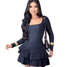 Shorts Women's Short Skirt With Layered Ruffles Round Skirt Fashion Style For Parties, Clubbing And Everyday Life - Hitam - View 6