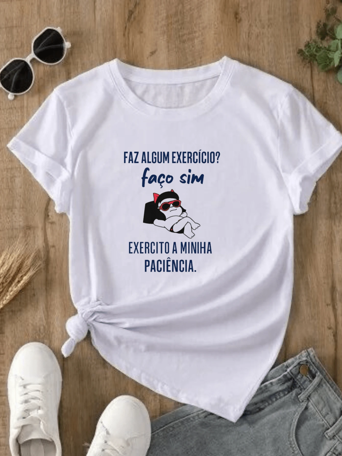 Baby Look T Shirt Shirt Women's Fashion Casual Cute Patience - trắng - Xem 1