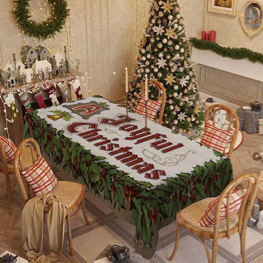 1/20 pièces Nappe de Noël, motif imprimé de cloches et de baies, décoration de table et cadeau parfait pour les amis, convient pour la maison, la cuisine, la terrasse du restaurant, l'intérieur et l'extérieur pendant la saison de Noël