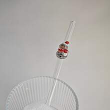 1pcof Beautifully Designed Santa Claus, Christmas Tree, Christmas Decoration Glass Straws, Reusable Glass Straws For Juice, Cold Drinks, Milk And Party Supplies, Companion Gifts - Style 1 - View 4