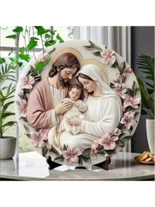 1pc Round Waterproof Metal Decorative St. Family Wall Art - Pre-Drilled, High-Definition Printing Is Very Suitable For Homes, Bedrooms, Living Rooms, Cafes - Vintage Style, Easy To Hang, Home Decoration - Multicolor - View 10