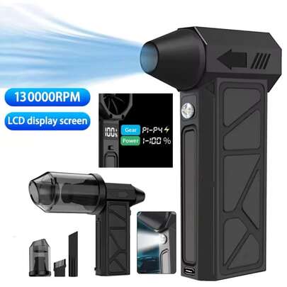GJV Portable Turbo Blower, 130000 RPM High-Speed Handheld Jet Fan | Multi-Functional For Snow Removal, BBQ Carbon Production, Outdoor Use | Battery/Usb Powered, Rechargeable Battery