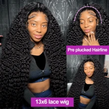 CEXXY Perruque brésilienne 7x5 à ondulations profondes, modèle femme, perruque en dentelle haute définition, pré-coupée avec baby hairs, perruque 13x6 sans colle, pose sans colle, perruque en dentelle 360° en cheveux humains naturels - SPure Natural - Voir 3