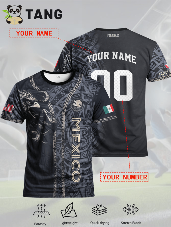 Camiseta de fútbol personalizada estilo México para hombres, personalizada con nombre y número, sudadera deportiva de cuello redondo cómoda, adecuada para entrenamiento de fútbol, uso casual y regalo, elegante, de moda, hipster, casual, minimalista chic, personalizada, personalizada, única, disfraces de hombre, armario cápsula, estilo básico/urbano para hombres, regalos ideales para él, novio, familia, amigos, para cumpleaños, para vacaciones/feriados, para escuela/competencia, para deportes/escalada, ropa deportiva y de entretenimiento para hombres