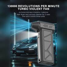 GJV Portable Turbo Blower, 130000 RPM High-Speed Handheld Jet Fan | Multi-Functional For Snow Removal, BBQ Carbon Production, Outdoor Use | Battery/Usb Powered, Rechargeable Battery - 黑色 - 查看 5