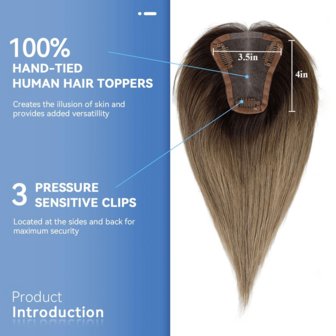 Human Hair Topper For Women 3.5*4 Inch Real Human Hair 10 Inch Top Hairs Extensions Pieces Upgrade Lace Base Toppers