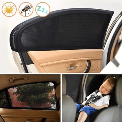 2PCS Capa Cortina Proteção Solar Anti Vento Protetora Crianças Janela Carro