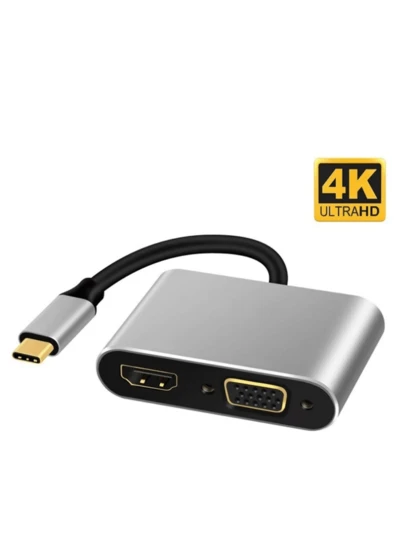Adaptador Usb 3.0 Tipo C Hd 4k Vga 5 In1 Para Macbook Otg