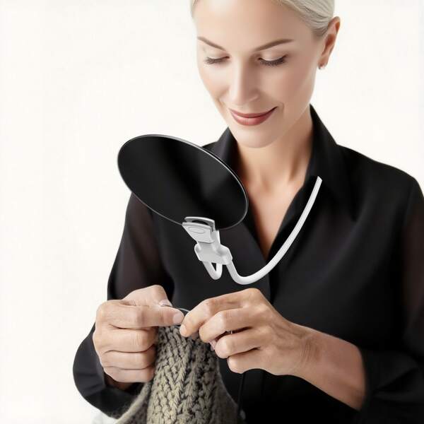 4X Lupa con lente de 5 pulgadas de diámetro, lupa de manos libres para lectura, lupa ajustable con soporte y correa para el cuello para personas mayores con baja visión al coser, hacer manualidades, punto de cruz, inspección, reparación, útiles escolares, vuelta al cole