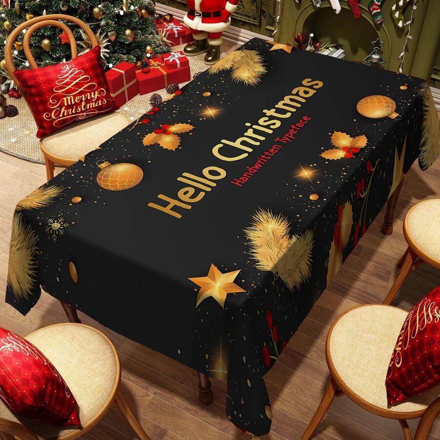 1/20 件圣诞桌布,浆果和圣诞球图案桌布,适用于派对、野餐、婚礼、生日装饰,日常家居厨房餐桌布,优质材料,季节性庆祝用品,圣诞节必备装饰 - 彩色 - 查看 1