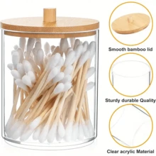 1pc Bamboo Lid Storage Box, Coffee Capsule Holder, Compatible Creamer Container, For Kitchen, Bedroom, Bathroom, Office Desk Back To School - Transparent - View 10