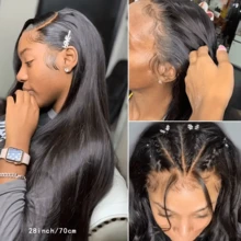 200% Density 40 Inch Glueless Wigs Human Hair Pre Plucked Pre Cut 5x5 HD Lace Closure Wigs Human Hair Glueless Wear And Go 13x4 Straight Lace Front Wigs Human Hair With Baby Hair Natural Black